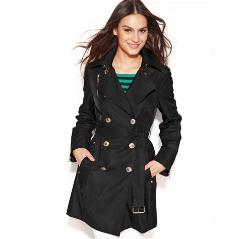 michael kors black wool trench coat|Michael Kors winter coat women.